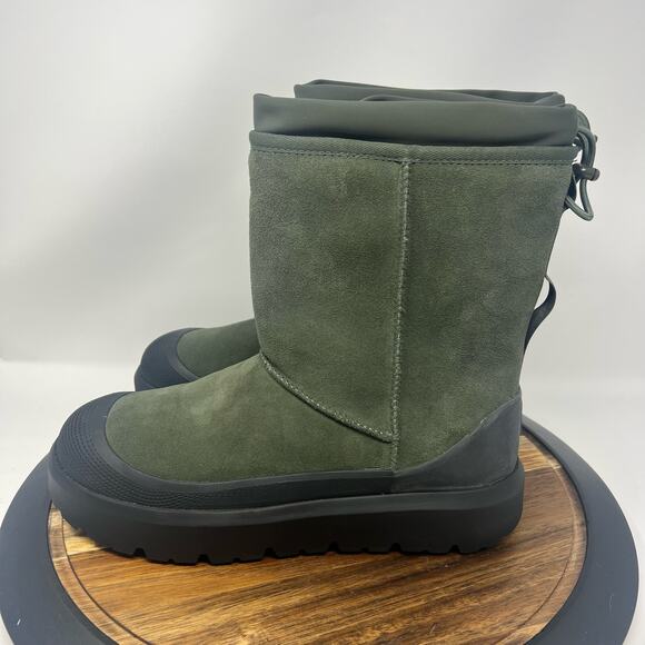NEW UGG Boots Men’s 11 Classic Short Weather Hybrid Suede Forest Green/Black - Picture 3 of 7